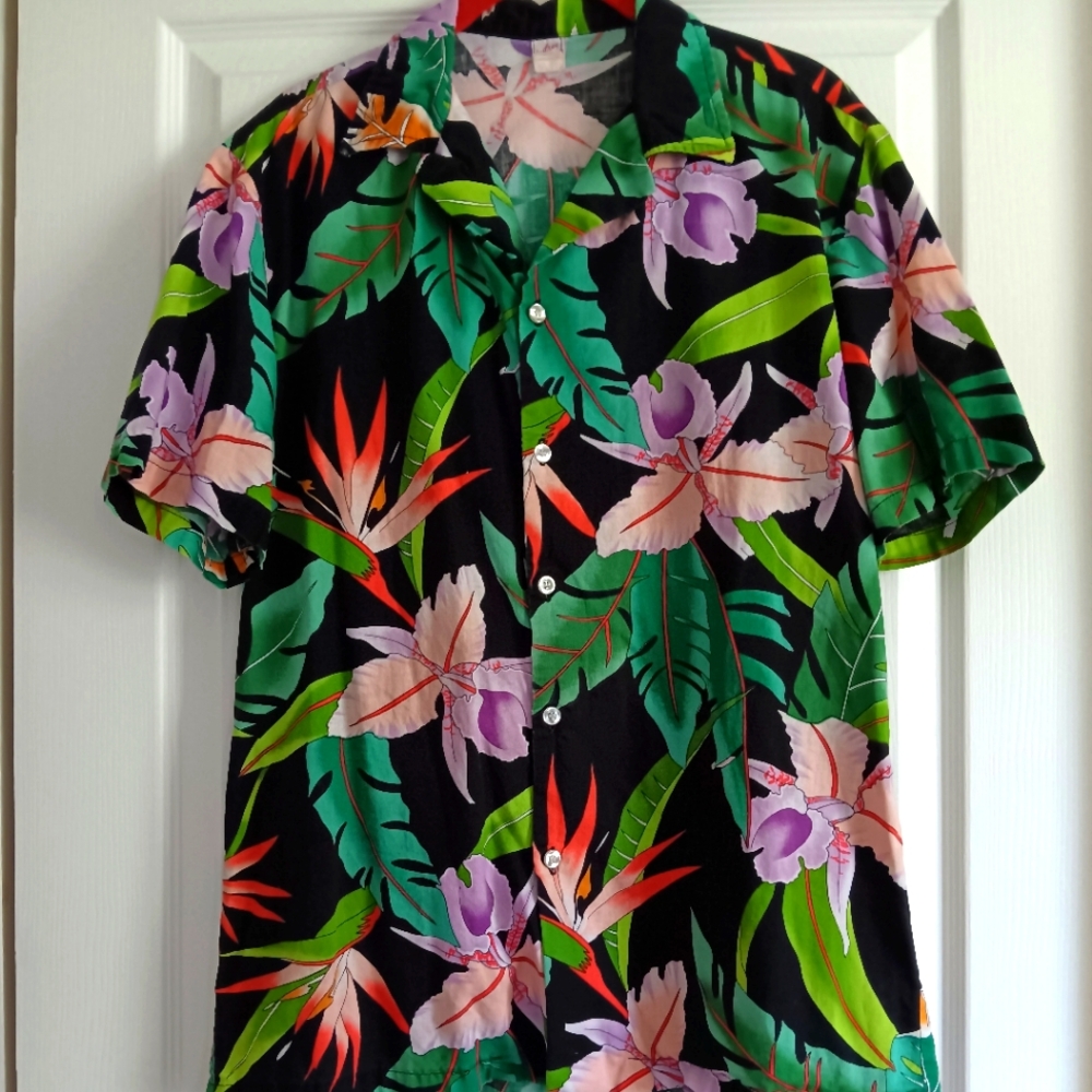 Vintage 80s Audrey Coleman Men's Tropical Floral Shirt